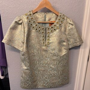 Tory Burch brocade blouse with beading